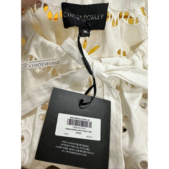 Cynthia Rowley Embroidered Drop-Waist Minidress in White Medium $645 - Picture 11 of 11